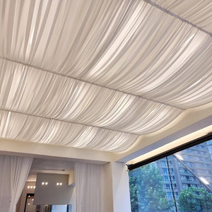 Voilage de plafond en mousseline blanche, rideau en tissu pour toit de tente, décoration suspendue pour salle de mariage, fête et événement de banquet - Product Image 1