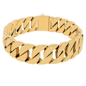 Collar de cadena de lujo para perros grandes, resistente, color dorado, de acero inoxidable, para entrenamiento de mascotas. - Product Image 2