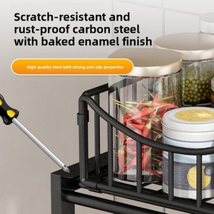 Étagère de <span class=keywords><strong>cuisine</strong></span> métallique <span class=keywords><strong>sous</strong></span>-<span class=keywords><strong>évier</strong></span>, avec bac à légumes intégré, coulissante, à double niveau, pour <span class=keywords><strong>rangement</strong></span> organisé - Product Image 6