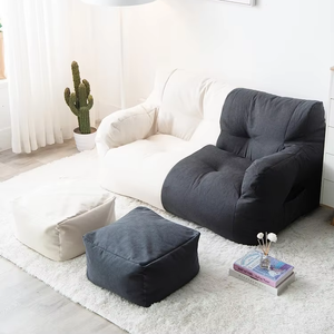 Fauteuil double pouf moderne Dishi <span class=keywords><strong>2</strong></span> <span class=keywords><strong>places</strong></span>, ensemble de canapés confortables pour couple, mobilier en tissu avec rembourrage EPS pour salon - Product Image 1