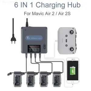 Chargeur de batterie à affichage numérique 6 en 1 pour DJI <span class=keywords><strong>Mavic</strong></span> <span class=keywords><strong>Air</strong></span> 2 /2S Drone Hub de charge de batterie Chargeur de batterie intelligent rapide avec USB - Product Image 2