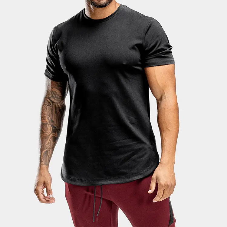 Camiseta de cuello redondo de gimnasio Vintage para hombre, Camisa ajustada a granel, color negro, 65, poliéster, 35, de algodón pesado, con tu logotipo