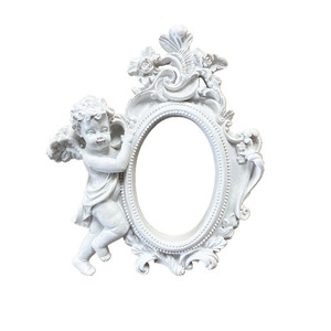 European Victorian Style Resin Mini Angel Oval Photo <b>Frame</b> Jewelry Display Wall Mount Diy Craft Gift For Couples Friends - Product Image 5