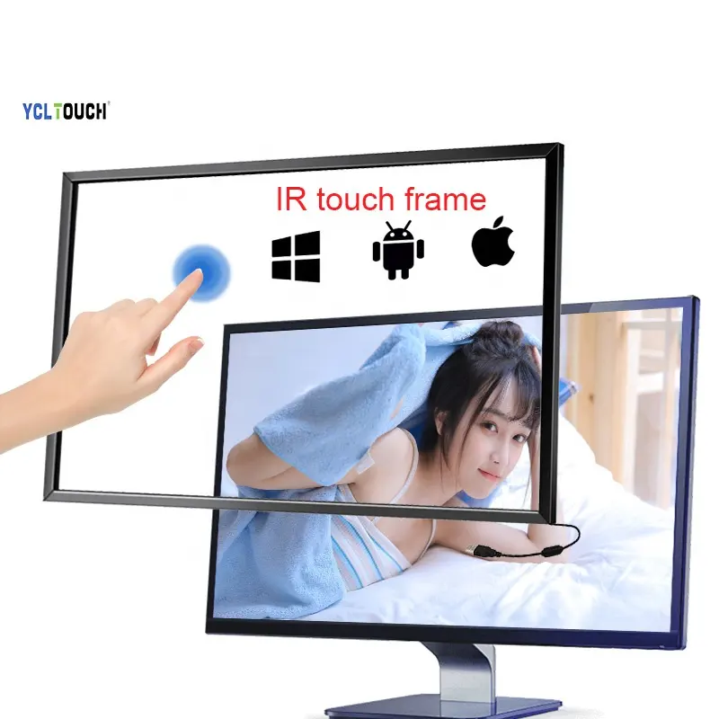 YCLTOUCH factory directly sale high precision usb free drive multi touch frame 20 points smart interactive ir touch frame