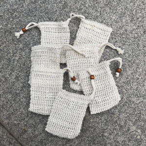 ถุงใยป่านธรรมชาติสำหรับใส่สบู่ ถุงตาข่ายทำมือ ขนาด 9x14 ซม. พร้อมสายสะพาย ปรับแต่งได้ เป็นของขวัญ - Product Image 3