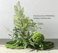 Mousse et plantes vertes simulées pour l'aménagement paysager intérieur haut de gamme, fleurs artificielles au sol pour une décoration biomimétique