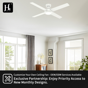 Modern 52-inch AC/DC indoor <b>ceiling</b> <b>fan</b> <b>with</b> LED light and <b>remote</b> control, 4 blades, metal body, suitable for dining room - Product Image 5