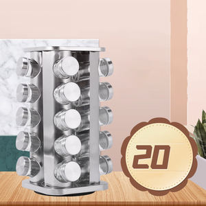 Estante Giratorio para Especias de Cocina de Acero Inoxidable QL331, Organizador de Utensilios de Cocina, Torre para <span class=keywords><strong>20</strong></span> Botellas - Product Image 2