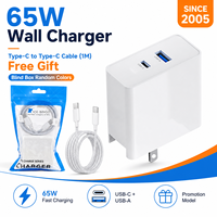 Cargador SDL de 65W en Stock, Enchufe Estadounidense, USB C, USB A, Cargador de Pared con Cable USB C a USB C de 1M, Bolsa de Venta al por Menor