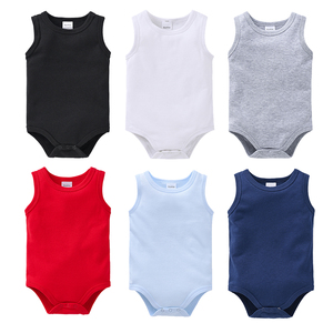 Nouvelle Arrivée Été Bébé Garçon Gilet Sans Manches Body Coton Uni Combinaison Nouveau-né Vêtements Enfants pour 0-24M - Product Image 1