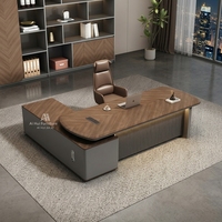 Ensemble de bureau et chaise de direction en forme de L, minimaliste et moderne, avec armoire latérale, personnalisable pour les cadres