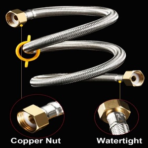 Mangueras de Entrada de Agua para Grifos de Baño y Fregaderos de Cocina, Conector Flexible de Acero Inoxidable G 1/2" X G 1/2" - Product Image 2