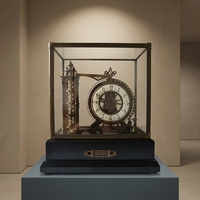 Horloge de table/bureau mécanique de style français en laiton antique et bronze, avec roulement à billes industriel et bois de rose massif