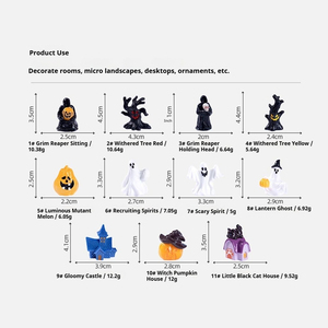 Miniature Résine Citrouille Fantôme Ornements Halloween Décor DIY Artisanat avec Motif Animal <span class=keywords><strong>pour</strong></span> <span class=keywords><strong>Fête</strong></span> Villages Bonsaï Décorations - Product Image 5