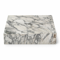 Table basse rectangulaire de luxe moderne avec plateau en marbre blanc Arabescato, meubles décoratifs pour la maison, la villa, le salon, l'hôtel