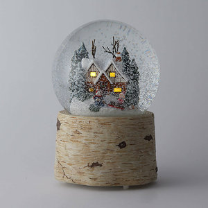 Forrest ลูกโลกหิมะขนาด120มม. ของตกแต่งคริสต์มาสบ้านไม้เรซินพร้อมฐานไม้เบิร์ช - Product Image 6