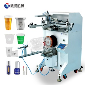 Semi-automatic Multi-functional Cosmetic Bottle And Jar Single-color Curved Plastic Cup Screen Printing Machine