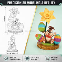 Oster-Dekoration für Außenbereich, Wasserfeste Kommerzielle Riesige 3D-Fiberglas Osterhase, Kaninchen, Ei und Blumen-Statue für Einkaufszentren