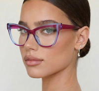 Gafas con montura de mariposa anti luz azul, estilo vintage, montura completa, diseño europeo americano moderno, gafas de ojo de gato para mujer