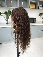 Perruque full lace wig transparente avec haut en soie, cheveux vierges de couleur marron