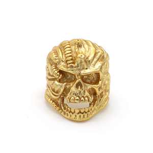 Anillo de moda para hombre de latón relleno de oro de 18 quilates al por mayor, accesorio de esqueleto estilo Hip Hop Punk de motorista con diseño de calavera - Product Image 1
