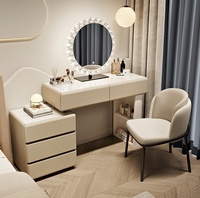 Commode de rangement blanche moderne avec miroir lumineux LED, coiffeuse, table de maquillage, coiffeuse réglable pour la chambre à coucher, meubles de beauté