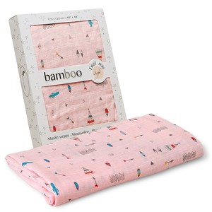 Fasciare 120X120-mussola di cotone di bambù che riceve coperta modello MOD. CABAÑA-fascia rosa per bambini - Product Image 1