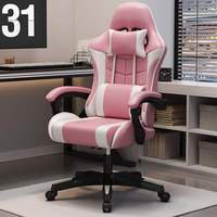 Chaise de jeu E-Sports en cuir PU, structure en acier, inclinable, pivotante, accoudoirs intégrés, design moderne