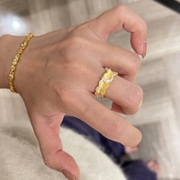 Bague Marquise Ondulée Dorée Brossée Style Rétro 2026 avec Strass Unique, Vintage et Polyvalente, pour l'Index