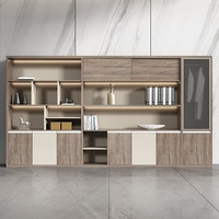 WJG-266X Armoire de classement en bois pour bureau avec base mobile et serrure, design moderne, rangement de luxe léger pour documents et livres