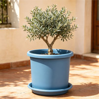 Pot de fleurs circulaire en plastique PP durable et léger avec trou de drainage, design minimaliste moderne, pour usage intérieur/extérieur, 34,74 L, grand format