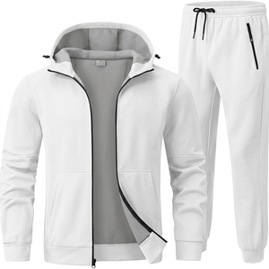 Ensemble 2 pièces unisexe décontracté pour homme : sweat à capuche et pantalon de jogging en polaire respirant, polyester/coton, grandes tailles, logo personnalisé, collection Printemps - Product Image 3