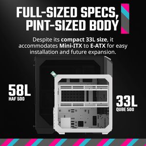 Cooler Master <span class=keywords><strong>QUBE</strong></span> 500 Flatpack Macaron, Torre Completa ATX para Juegos con Alto Flujo de Aire, Personalizable, Vidrio Templado Acrílico, Puerto Frontal de Audio - Product Image 5