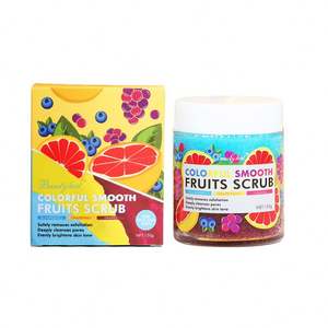 Le plus récent gommage aux fruits colorés OEM 150G sel de bain délicat pour le corps lavage du visage pamplemousse myrtille raisin crème à base de plantes ingrédients - Product Image 2