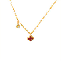 Collier Mini Trèfle Style Européen et Américain pour Femme, Nouvelle Arrivée 2026, Ras-de-cou Fleur Double Face en Acier Inoxydable Plaqué Or Véritable