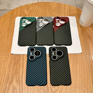 Coque arrière en fibre de carbone à motif quadrillé PC rigide pour <span class=keywords><strong>Huawei</strong></span> P80 PRO ULTRA P70 060 P50 P40 NOVA 14 13 MATE 70RS Len Camer Case Cover - Product Image 2