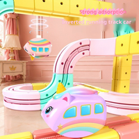 Jouets de construction magnétiques roses pour filles, train sur rail, cubes, voitures, ensembles de jouets à assembler soi-même pour enfants