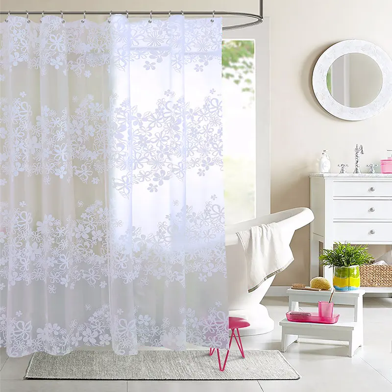 custom transparent printed peva curtain 8g bathroom curtains shower liners