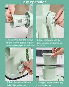 LOVFE <span class=keywords><strong>Grattugia</strong></span> da Cucina 5 in 1 <span class=keywords><strong>a</strong></span> Manovella con Base <span class=keywords><strong>a</strong></span> Ventosa Antiscivolo - Tritaverdure Rotante, Affettatrice e Rotalina per - Product Image 2