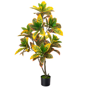 Árbol de Banyan Artificial Realista y Ecológico, <span class=keywords><strong>Planta</strong></span> de Croton Arcoíris Hecha a Mano en Maceta para Decoración de Bodas y Hogar en Año Nuevo - Product Image 4