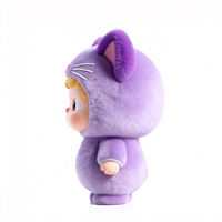 Peluche chat violette en tissu doux, jouet animal en peluche personnalisé, peluche chat personnalisée