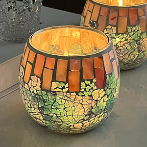 Portavelas de Vidrio Mosaico Redondos de 10.3 cm, Centro de Mesa, Portavelas Aromáticos de Vidrio Multicolor, Vasos para Velas - Product Image 2