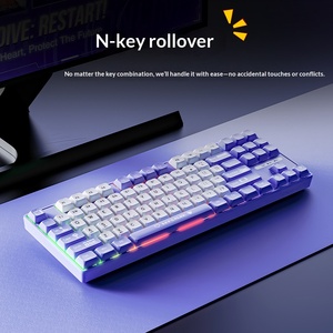 คีย์บอร์ดเกมมิ่งแบบมีสาย ajazz AK870MC ยอดนิยม 87 ปุ่ม ดีไซน์กะทัดรัดแบบถอดเปลี่ยนสวิตช์ได้ สวิตช์สีน้ำตาลแดง สำหรับเล่นเกมที่บ้าน - Product Image 2