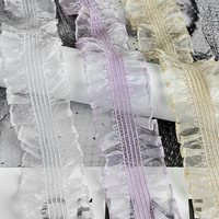 Ruban plissé en organza de polyester avec dentelle et volants, largeur 3 cm, garniture extensible pour robes de mariée, nœuds pour cheveux, projets DIY - Personnalisé