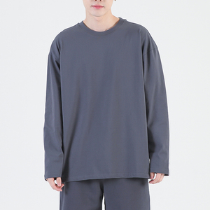 Chemise à manches longues unisexe 205GSM 100% coton, col rond, coupe ample, support personnalisé, chemises à manches longues vierges unisexes pour l'automne - Product Image 6