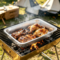 Barquettes jetables en aluminium avec couvercle, personnalisables avec logo, pour barbecue, poisson grillé, cuisson au four et au réchaud