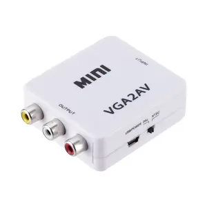 Adaptor konverter VGA2AV CVBS RCA, kotak Video Mini dengan Input Audio 1080mm VGA ke AV 3RCA 3.5 P untuk Desktop Laptop PC ke TV Monitor