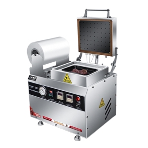 Machine d'emballage sous vide électrique automatique pour aliments cuits, sandwichs, saucisses, steaks - Emballage en boîte et en feuille d'aluminium - Product Image 1