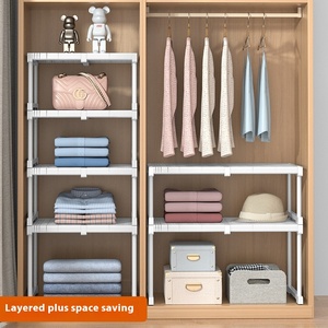 Armoire en métal réglable armoire cloison <span class=keywords><strong>étagère</strong></span> rétractable en couches évier <span class=keywords><strong>étagère</strong></span> de rangement placard Tension <span class=keywords><strong>étagère</strong></span>s diviseur <span class=keywords><strong>séparateur</strong></span> - Product Image 4