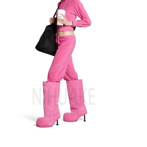 Nuovi <span class=keywords><strong>stivali</strong></span> <span class=keywords><strong>bianchi</strong></span> rosa caldo da donna <span class=keywords><strong>stivali</strong></span> al ginocchio in pelle scamosciata rosa Designer rosa - Product Image 4
